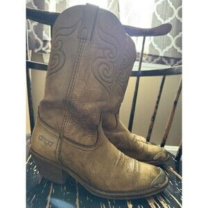 VTG MENS Dingo COWBOY BROWN BOOTS SIZE 8.5 D Gold Tips